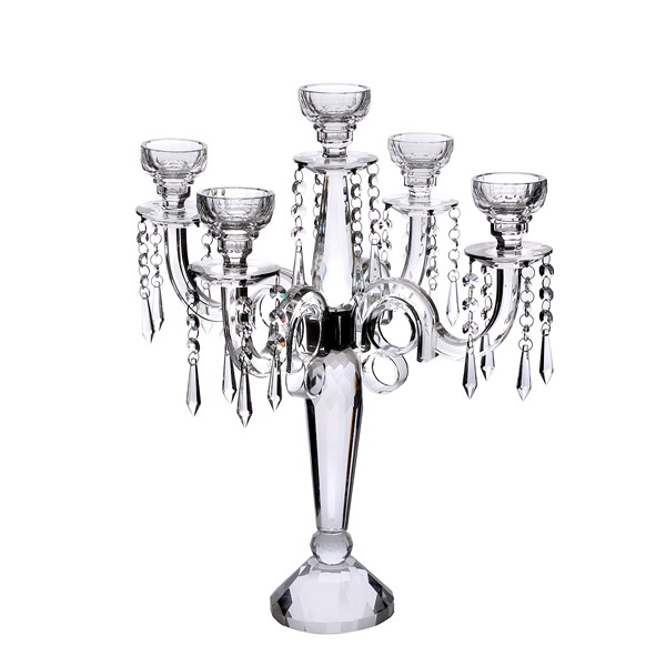 5arms crystal glass candelabra