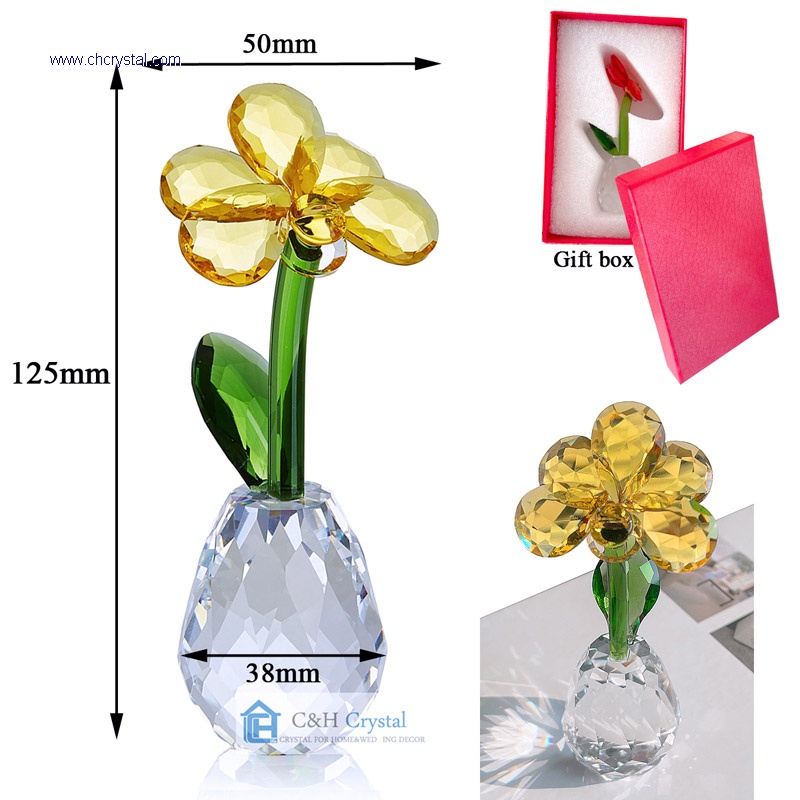 crystal yellow flower gift
