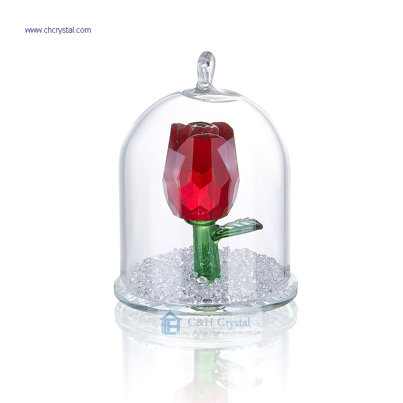 crystal red flower gift