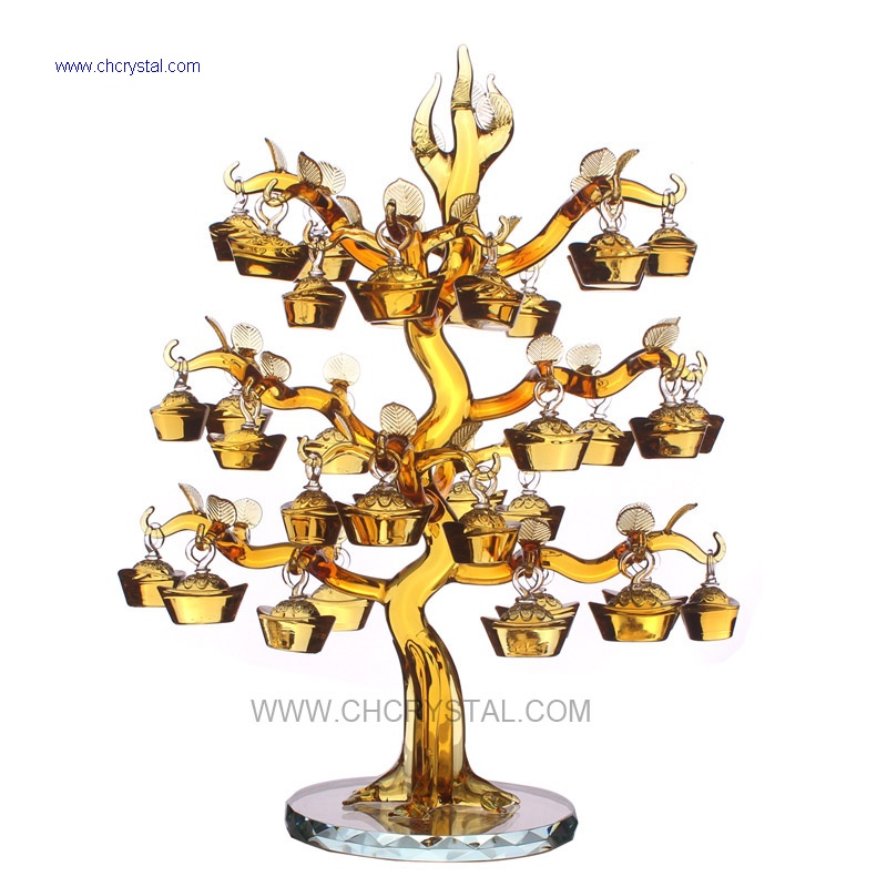 crystal gold ingot tree with 36pcs gold ingots