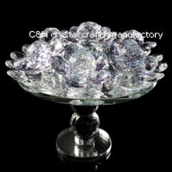 crystal plate with flower for home decoration