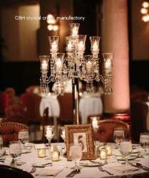 9arms crystal candelabra with glass covers